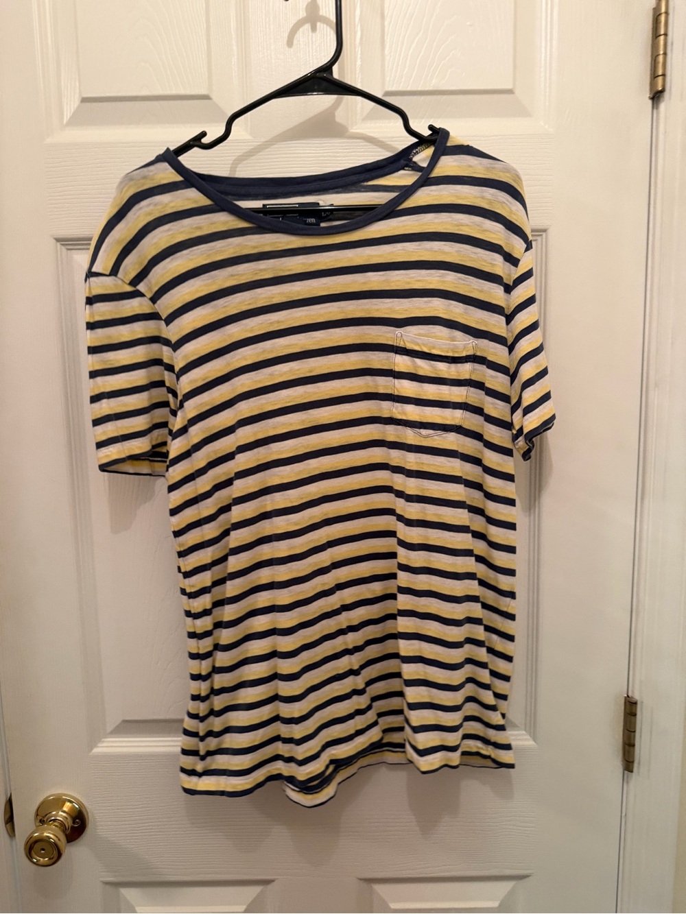 Ralph Lauren Yellow and Navy Striped Pocket Tee